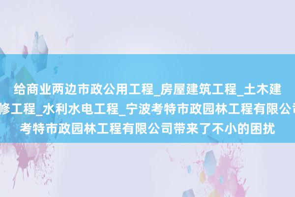 给商业两边市政公用工程_房屋建筑工程_土木建筑工程_建筑装饰装修工程_水利水电工程_宁波考特市政园林工程有限公司带来了不小的困扰